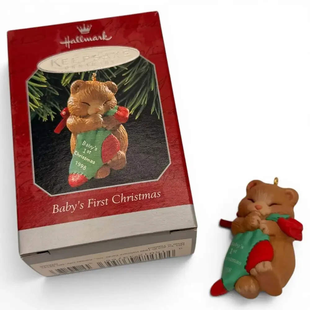 1998 Hallmark Keepsake Baby's First Christmas Ornament Teddy Bear